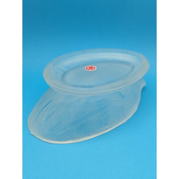 French Portieux Vallerysthal Frosted Duck Trinket Glass Dish 2 Pc. VTG Rare Mint - Picture 9 of 12